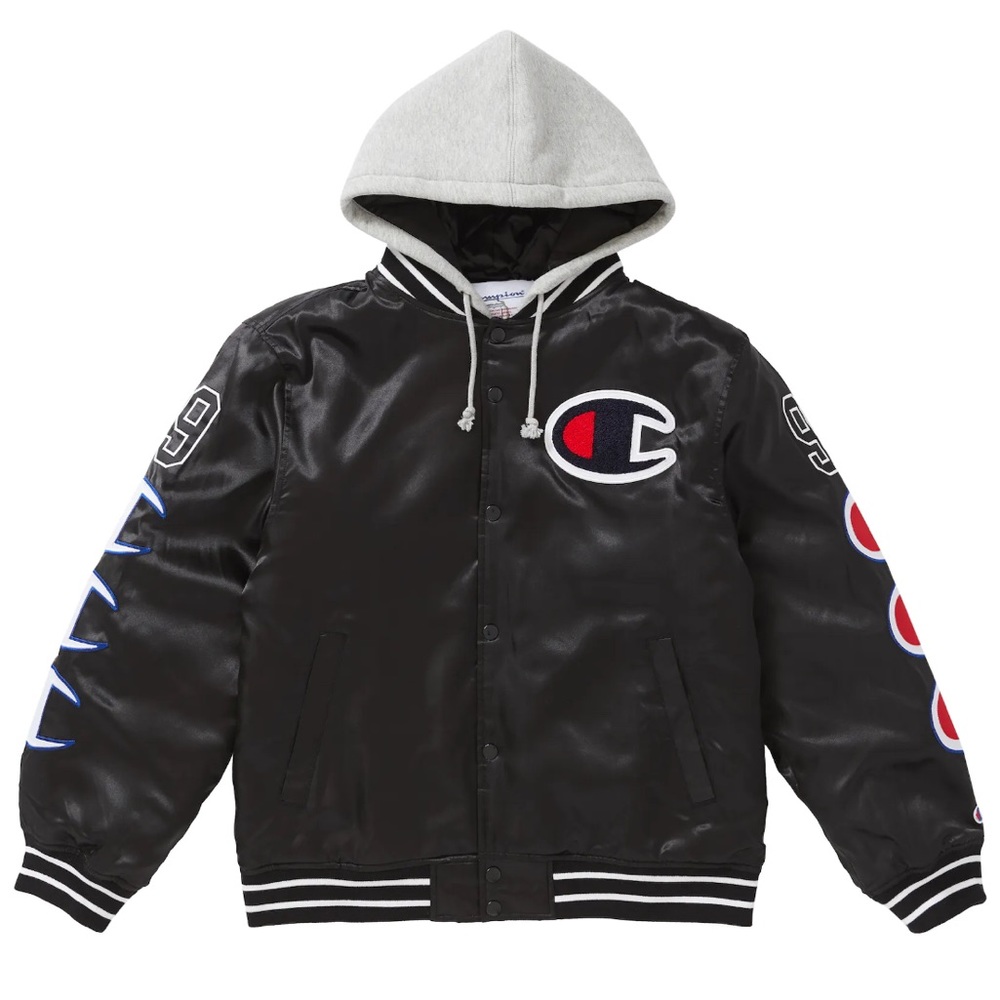 Supreme x Champion Hooded Satin Varsity Jacket XL